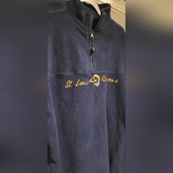 Vintage NFL for Her St. Louis Rams Navy Blue Long Sleeve Fleece Quarter 1/4 Zip - Picture 4 of 11